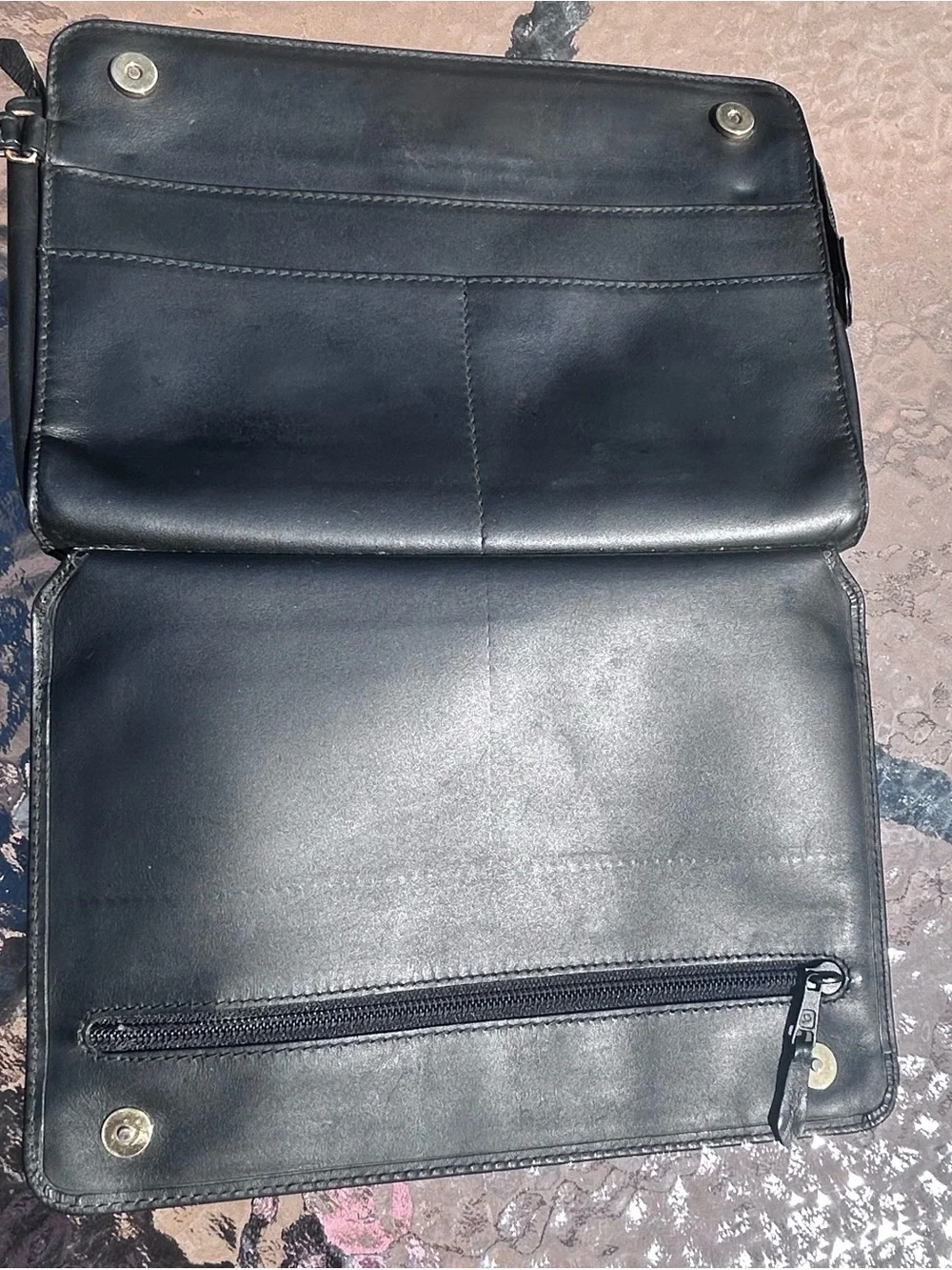 Vintage Dunhill Unisex Business Bag 1990s Clutch Wristlet Leather Black Y2K